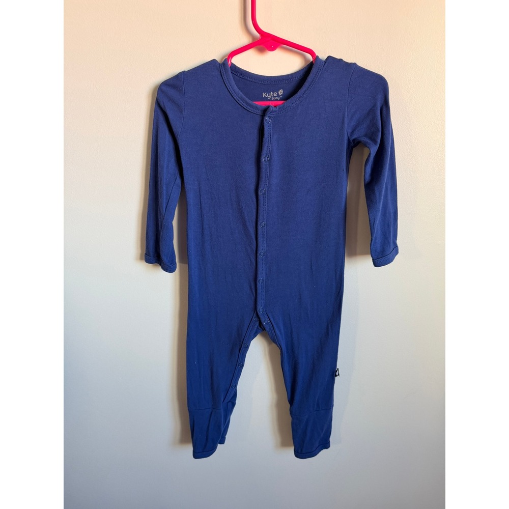 Kyte Baby Royal Blue Bamboo Snap Romper Long Sleeve 12-18 Months